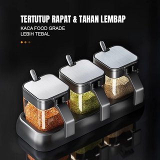 Kotak bumbu, toples bumbu, wadah garam, untuk dapur rumah tangga, tempat garam dan bumbu, kotak penyimpanan, model baru, set toples bumbu dari stainless steel