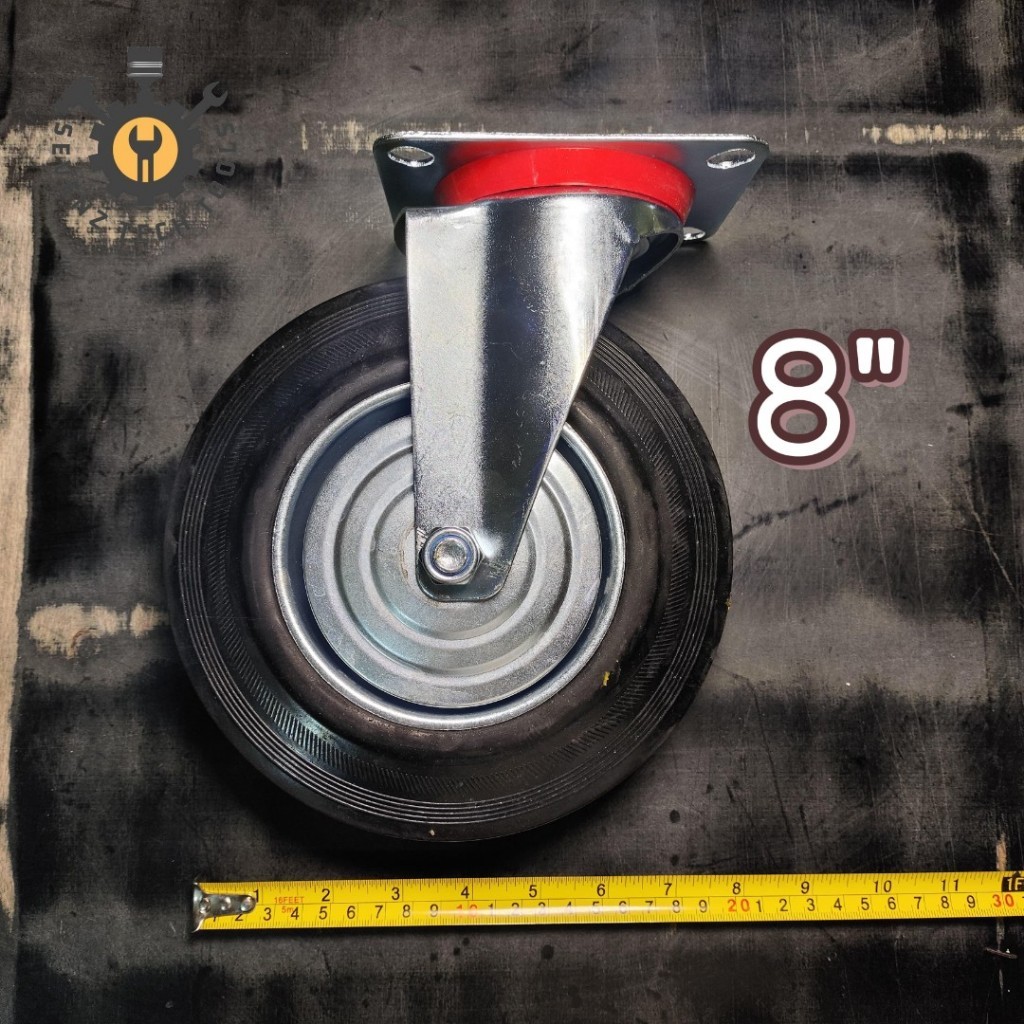 1 ชิ้น BLACK RUBBER FLAT WHEELS 8" INCH LIVE (สามารถ BE TURNED) STINING WHEELS / DISPLAY WHEELS 8"HI