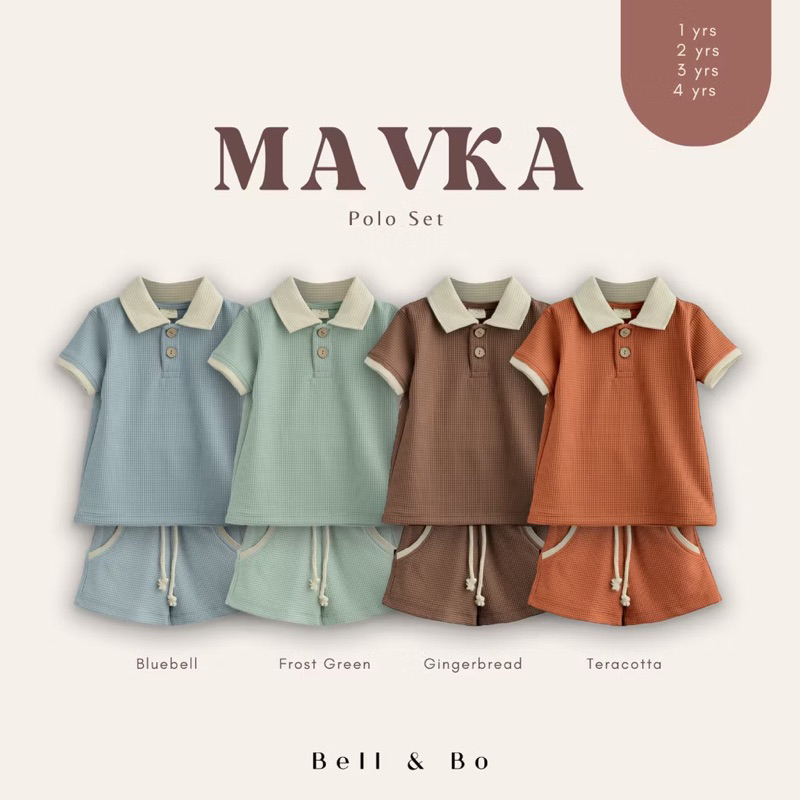 Bell&Bo Mavka Polo Set - ชุดคอปกเด็กชาย 1-4 ขวบ วัสดุวาฟเฟิล cr107