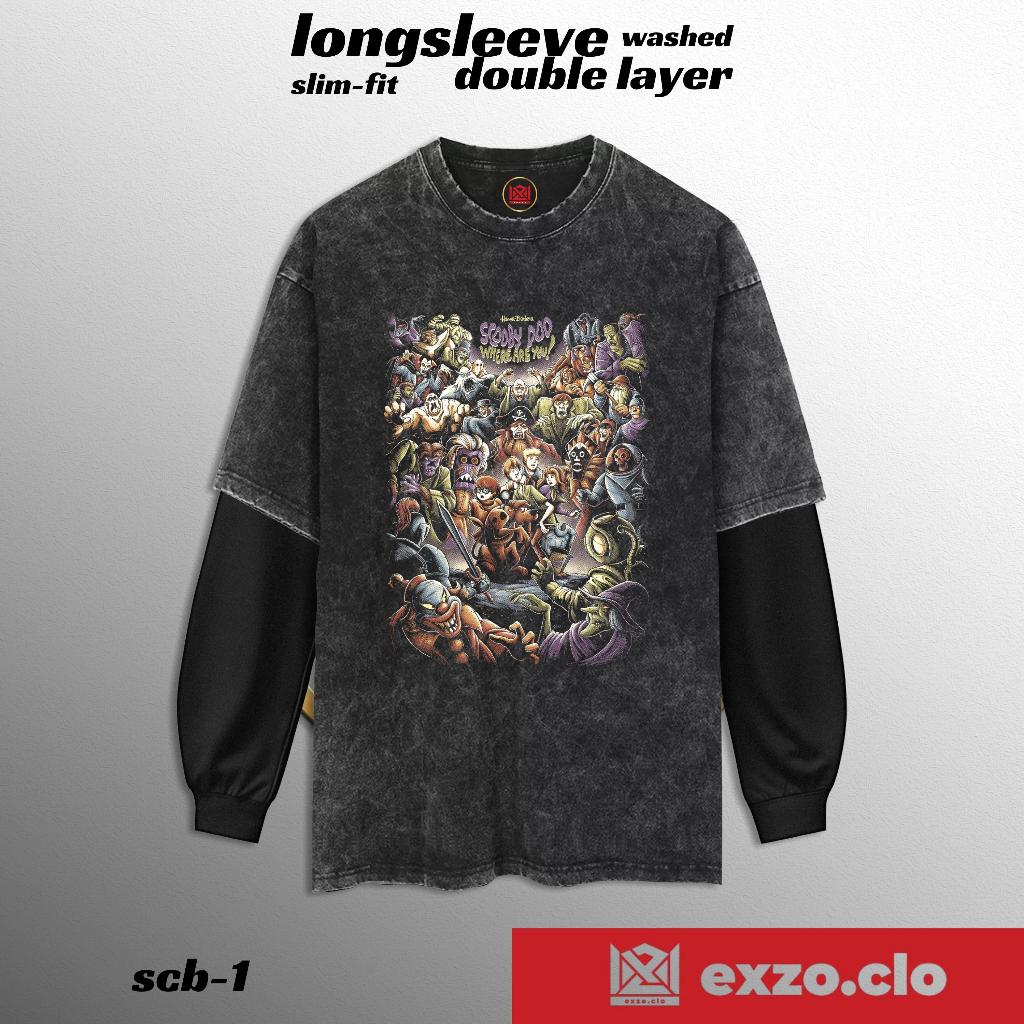 EXZO เสื้อยืด scooby doo WASHED DOUBLE LAYER cotton Combin24s scooby doo tshirt
