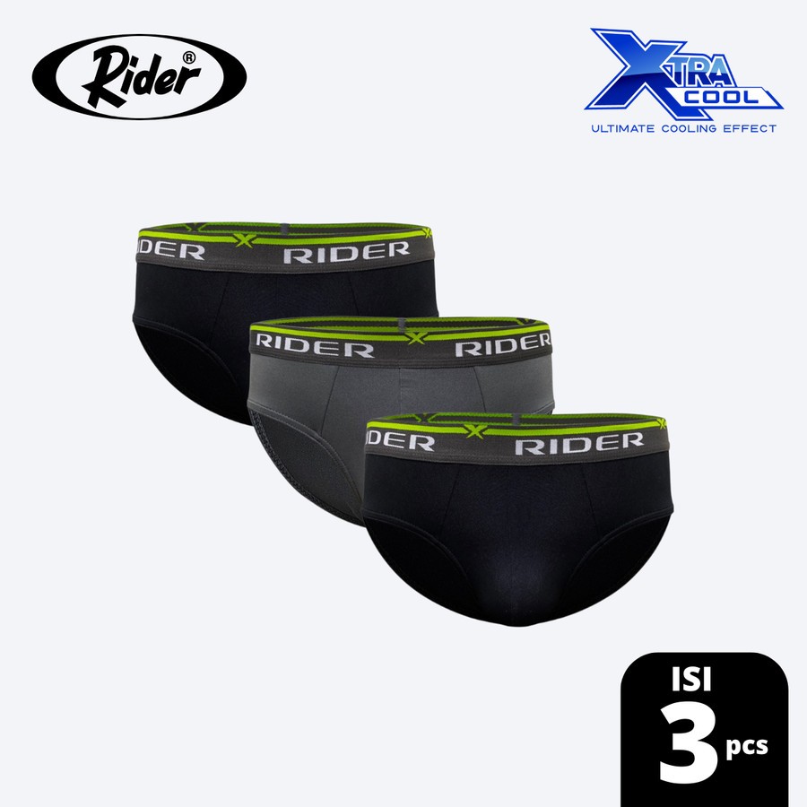 Rider Xtracool Microfiber Brief - ชุดชั้นในชาย R888BN, 3 ชิ้น - XL