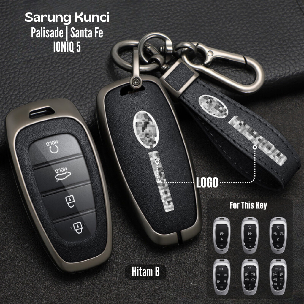 Palisade, Santa Fe, Ioniq 5 Alloy Leather Car Key Cover Smartkey