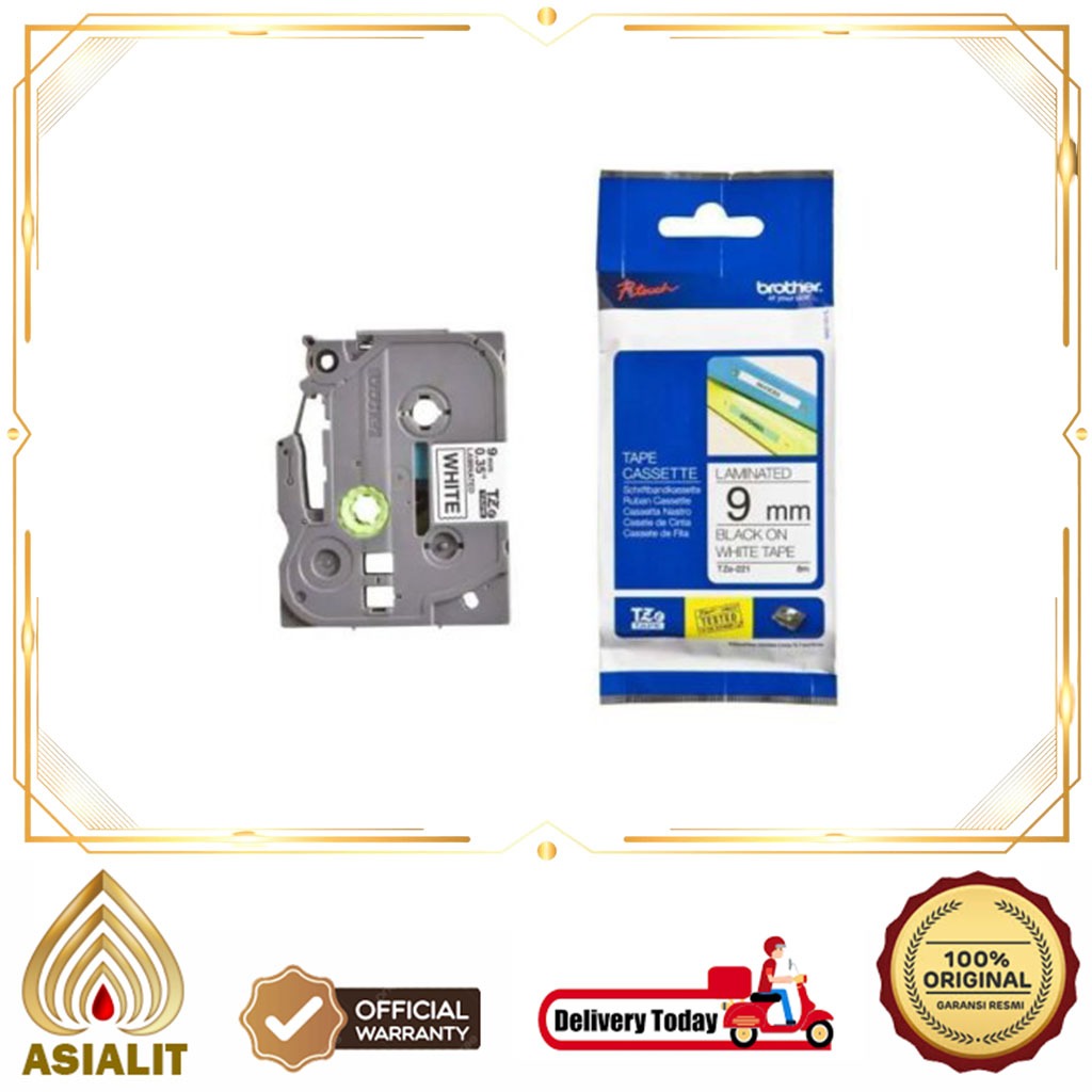 Brother TZE-221 เทปฉลากขาวดํา TZE 211 UK 9MM