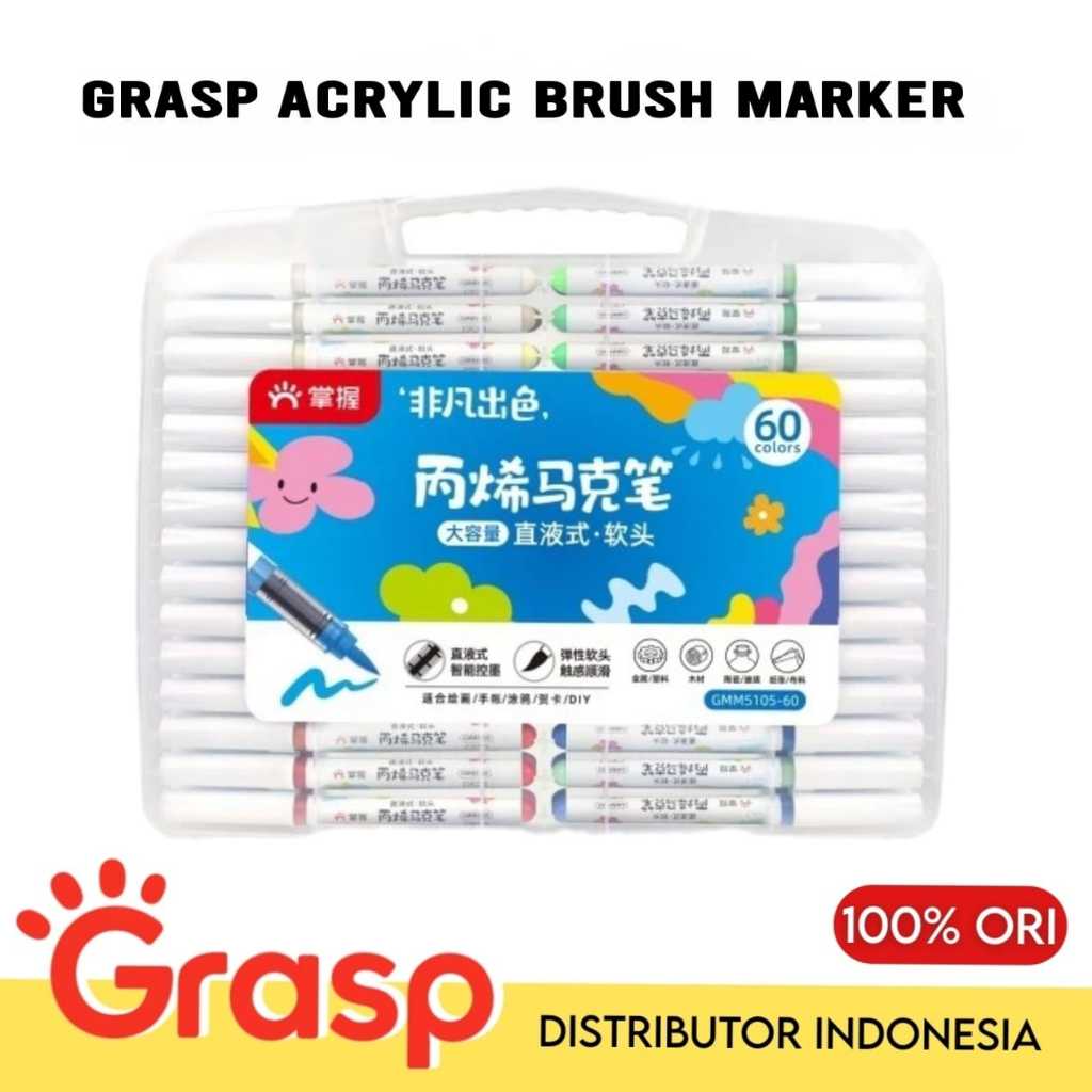 GRASP แปรงอะคริลิก Marker Grasp / ปากกาพู่กัน / เนื้อหามาร์กเกอร์ 12,24,36,48,60