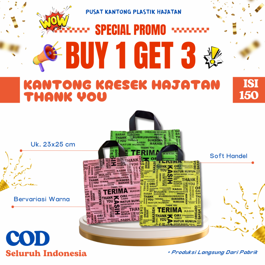 Thankyou Motif Online Shop ถุงพลาสติก 23x25 Cm - 150 ชิ้น