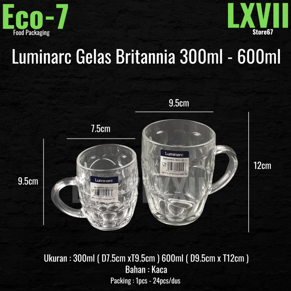 Luminarc Britnia แก้วเบียร์แก้ว - แก้ว 300ml & 600ml