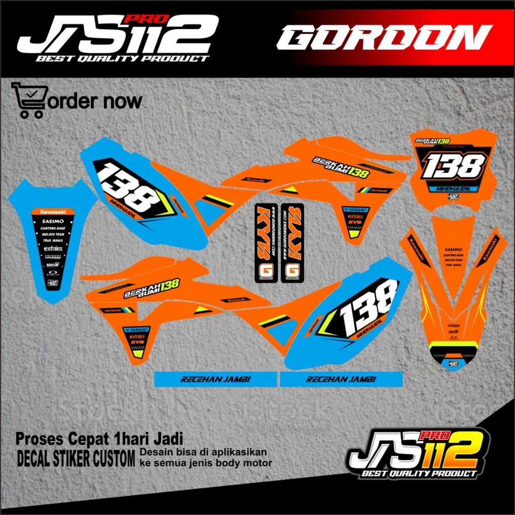 DECAL KLX GORDON DECAL BODY GORDON DECAL KAWASAKI KLX GORDON DECAL