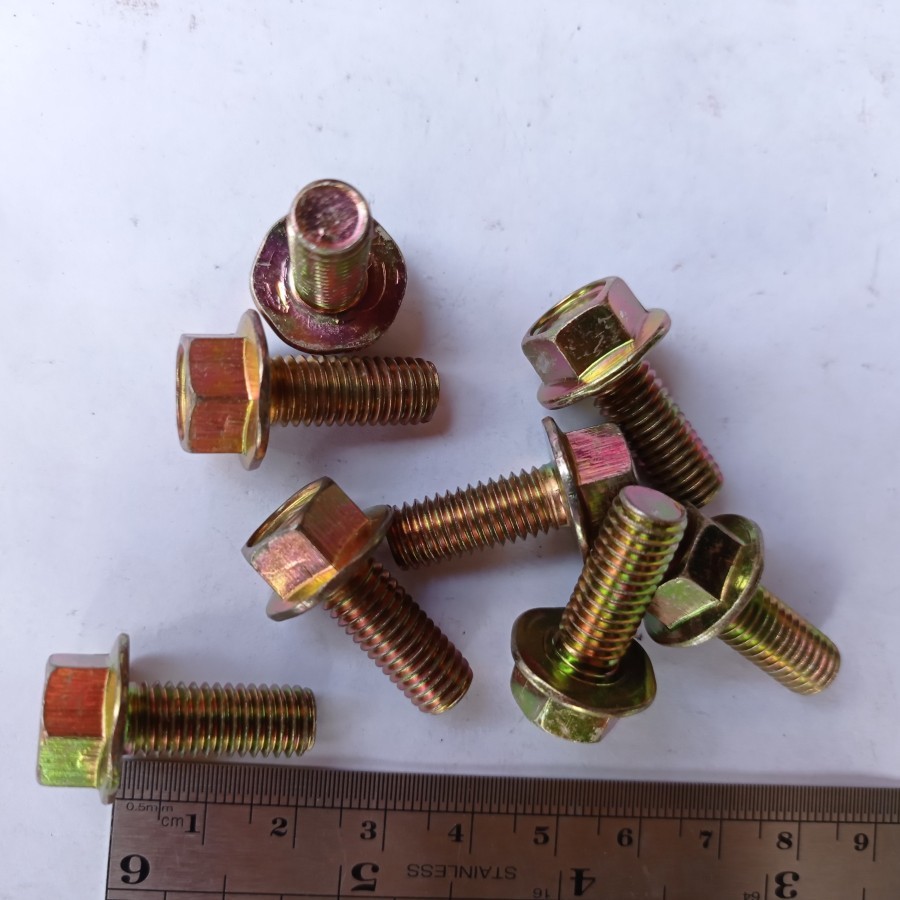 M8X20 สีเหลืองหมวก BOLT FLANGE BOLT M8 X 20 KEY 12 LENGTH 2 ซม. 2 ซม.BAUD M8X20 M8 X 20 มม.MM PITCH 