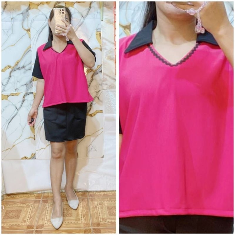 Jaddmei"Via top knitt เสื้อท็อปผู้หญิงคอปกจัมโบ้