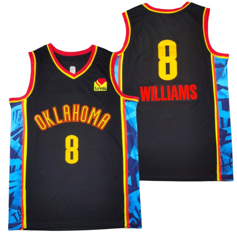 OKC OKLOMA CITY 8 JALEN WILLIAMS CITY EDITION เสื้อบาสเก็ตบอลสีดํา 24/25