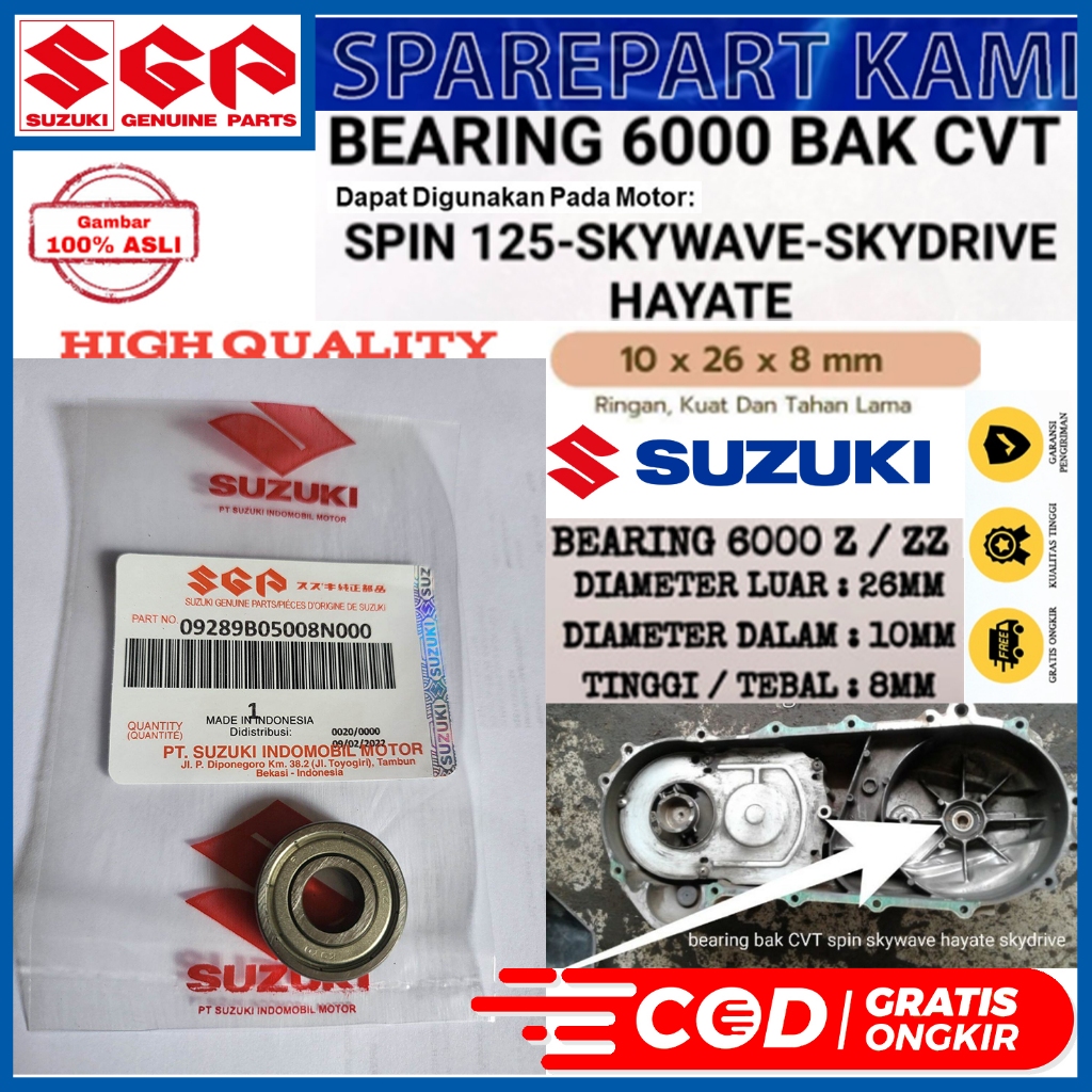 BEARING BAK CVT LAHAR 6000 ZZ LAHER SUZUKI SPIN SKYWAVE SKYDRIVE HAYATE 125 ORIGINAL KOYO JAPAN