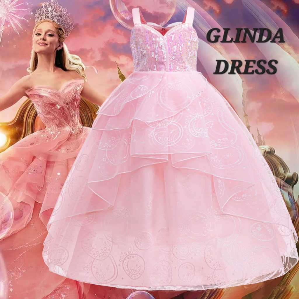 MILANBERRY GLINDA DRESS PINK PRINCESS WICKED DRESS สําหรับ GIRLS COSPLAY BIRTHDAY DRESS