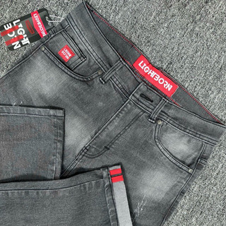 LIGHTBORN Celana Denim Pria Roger Wolfy Grey, Slimfit Selvedge, Long Pant Men