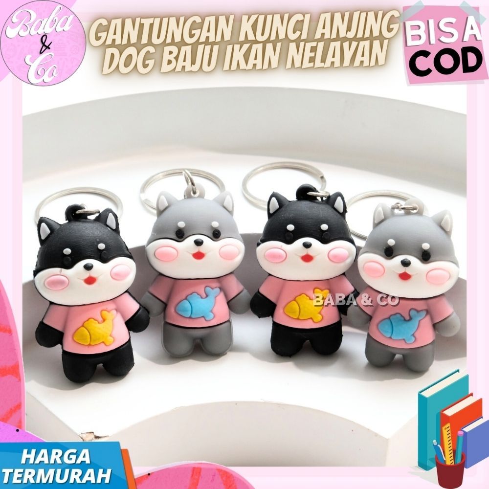 GANTUNGAN DOG KEYCHAIN เสื้อผ้าปลา CUTE DOG KEYCHAIN UNIQUE FISH CLOTHES READY