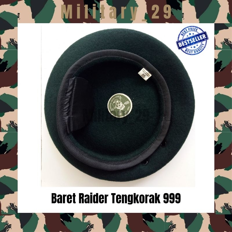 HIJAU Raider 999 Skull Beret/TNI AD/Dark Green Beret/Raider