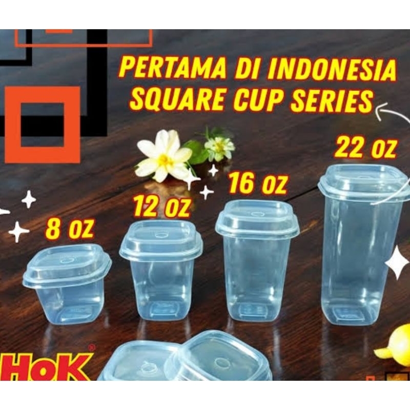 HOK CUP SQUARE SERIES 8oz 12oz 16oz 22oz / ถ้วยพลาสติก / ถ้วยน่ารักสําหรับ CAFE