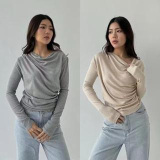 [NF] April Top | Atasan Knit Wanita Korean Top Baju Knit Wanita Lengan Panjang Basic Lengan Panjang Long Sleeve