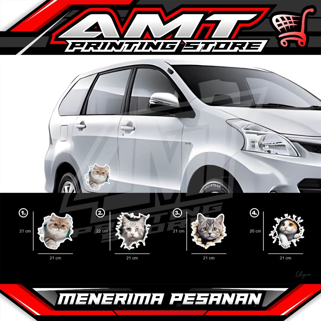 Decal Stickers - Car Variation Stickers (ใช้ได้กับรถทุกประเภท) - Cat Design Stickers