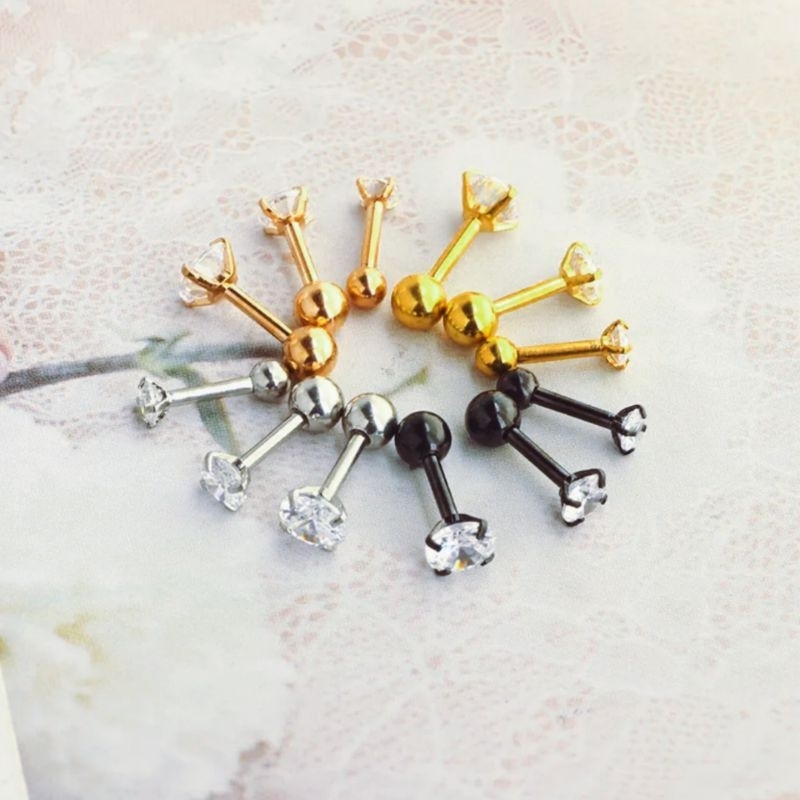 TITANIUM GEM BARBEL EARRINGS / TITANIUM EAR BARBEL / TITANIUM EAR EARRINGS / GEM BARBEL