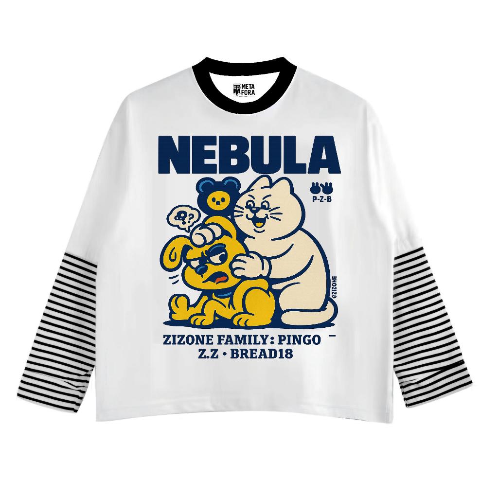 Nebula Tshirt Zizone Longsleeve เสื้อยืดแขนยาวชั้นสีขาววินเทจ
