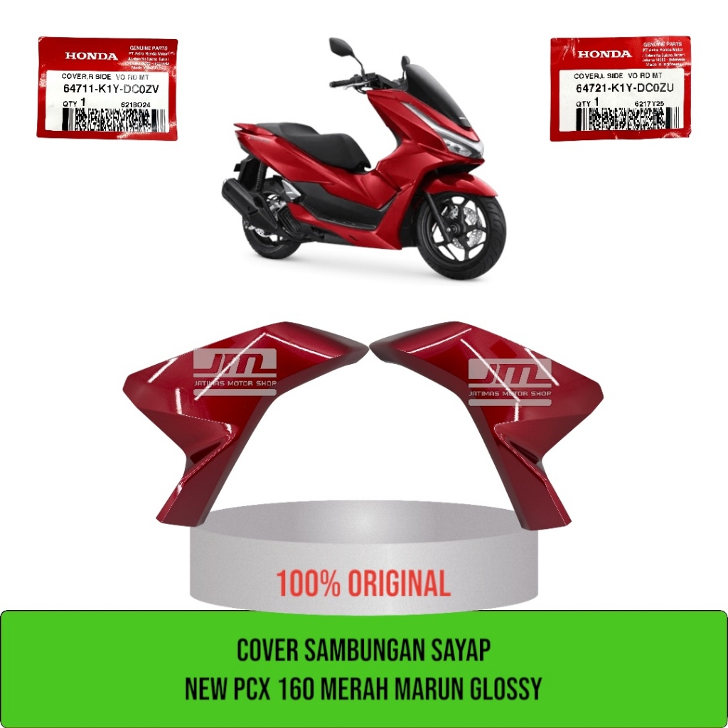 MERAH ใหม่ pcx 160 ปีกการเชื่อมต่อฝาครอบสีแดงมันวาว 64711-K1Y-DC0ZV 64721-K1Y-DC0ZU