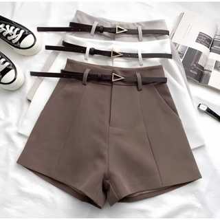 MANDA PANTS -FREE BELT-  CELANA PENDEK SHORT PANTS HIGHWAIST/CELANA PENDEK SANTAI \\HOTPANTS MODEL KOREA \\CELANA PENDEK BAHAN WOLL//CELANA PENDEK SANTA\HOTPANS TERLARIS/FASHION WANITA TERBARU