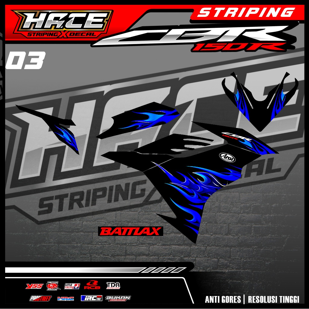 843 สติ๊กเกอร์ STRIPING CBR 150R ใหม่ 2024 - LATEST CBR 150R สติ๊กเกอร์ STRIPING 2024 API ARAI