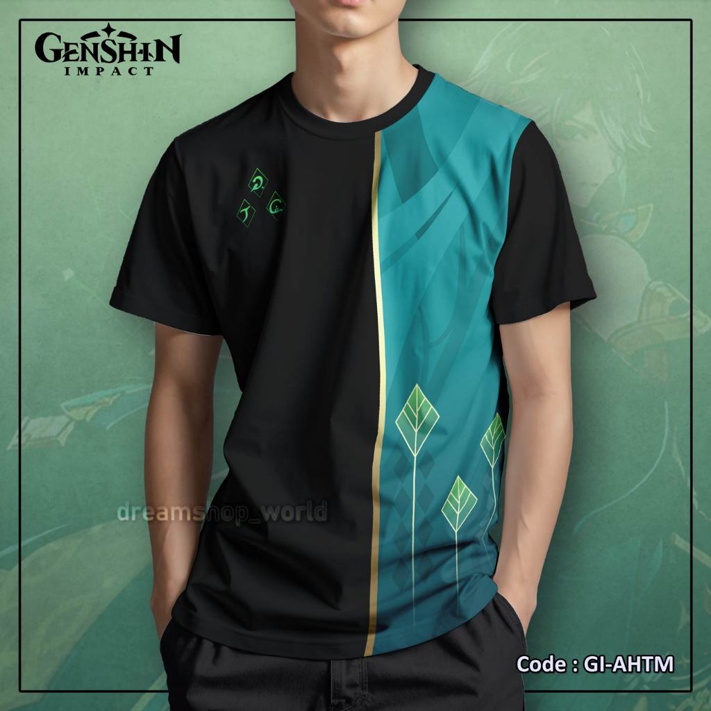 Genshin Impact Alhaitham อะนิเมะเกม Fullprint เสื้อยืดสําหรับผู้ชายและผู้หญิง