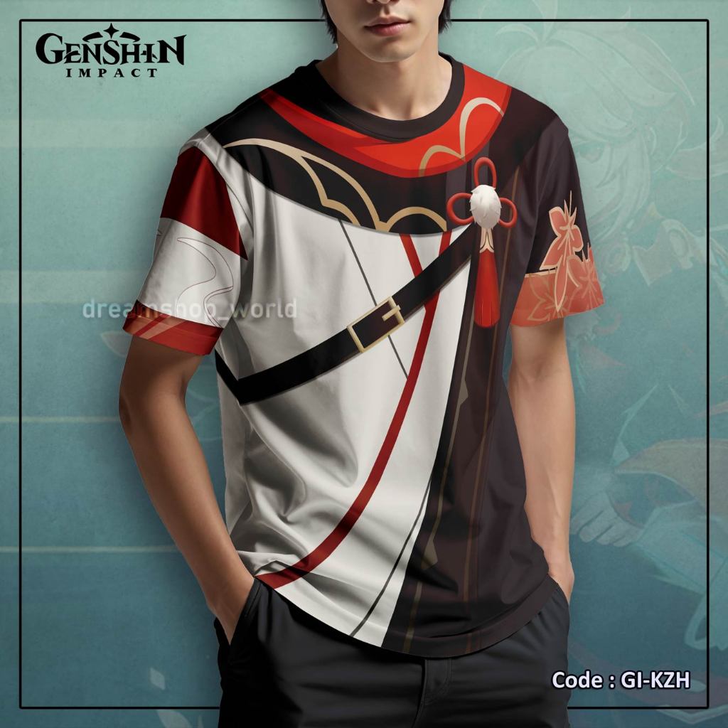 Genshin Impact Kaedehara Kazuha อะนิเมะเกม Fullprint เสื้อยืด