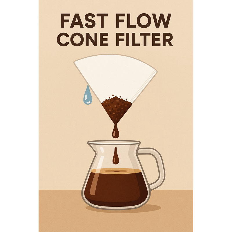 100 แผ่น Fast Flow กรวยกระดาษกรองกาแฟ V60 Fast Flow