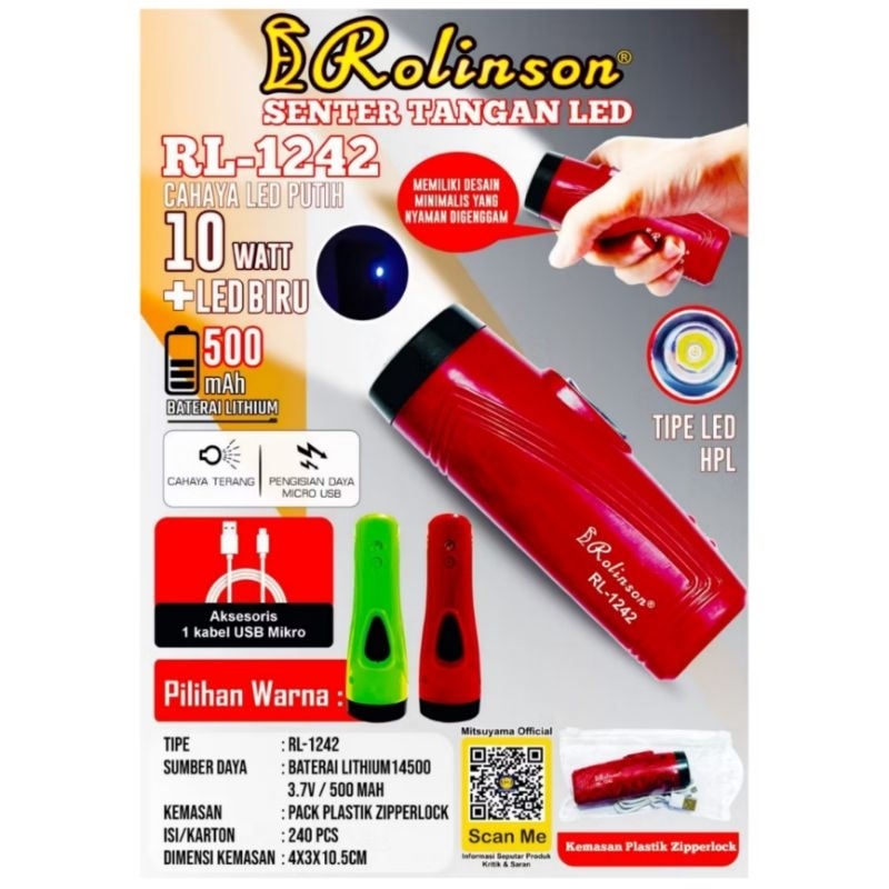 Rolinson 10W USB Mini Hand ไฟฉาย RL-1242