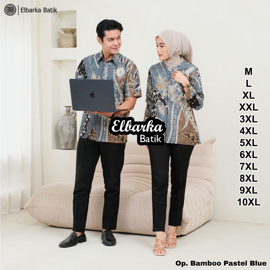 KEMEJA KATUN BATIK ELBARKA Couple Jumbo Mens and Womens Batik Tops - Long & Short Sleeve Shirts - Si