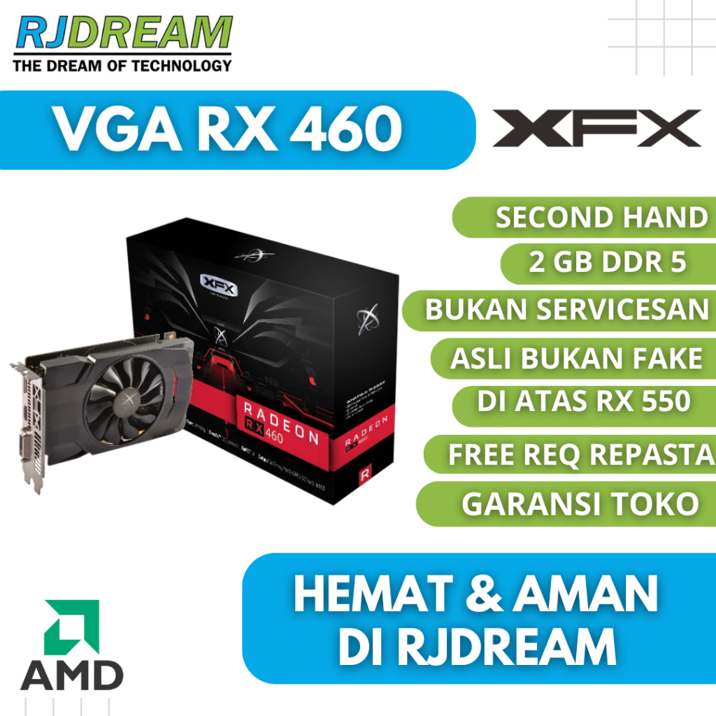 VGA RX 460 2GB DDR5 AMD ใช้แล้ว / วินาที