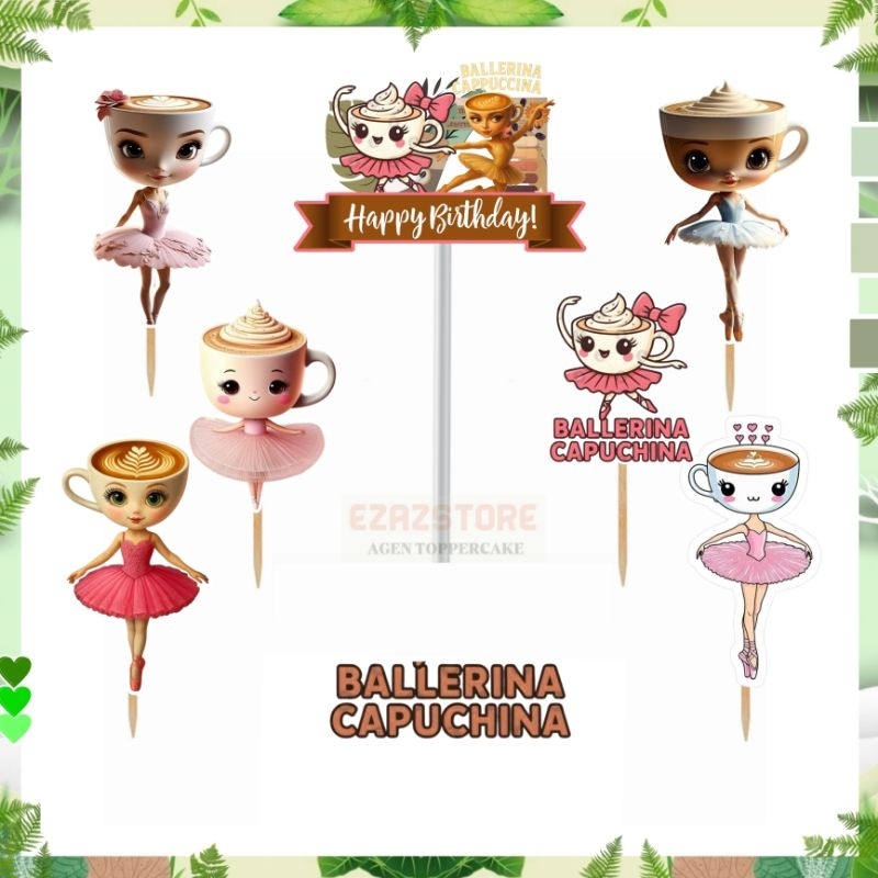 Ballerina capuchina ท็อปเปอร์เค้ก สุขสันต์วันเกิด ท็อปเปอร์เค้ก ballerina capuchina karalter