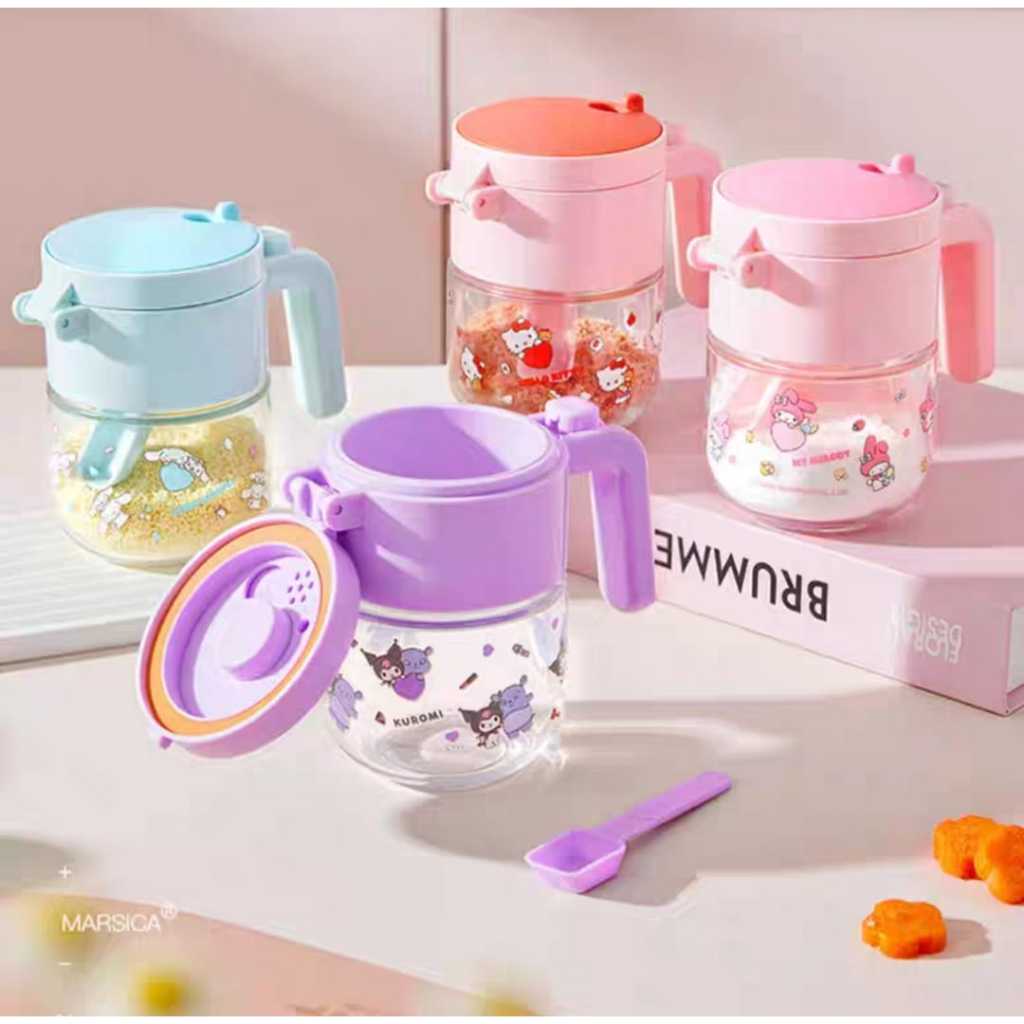 Sanrio Character Glass Kitchen Spice Jar Fullprint พร้อมช้อน 300ml ORIGINAL SANRIO