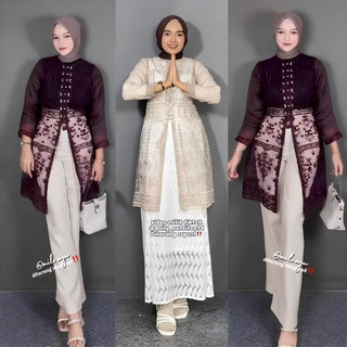 Hadju Tunik Brokat Tali Kancing + Mutiara Diamond / Tunik Brukat Sapto / Baju Kondangan Burkat, Wisuda, Seragaman, Bridesmaids, Pesta / Baju Borkat Tren