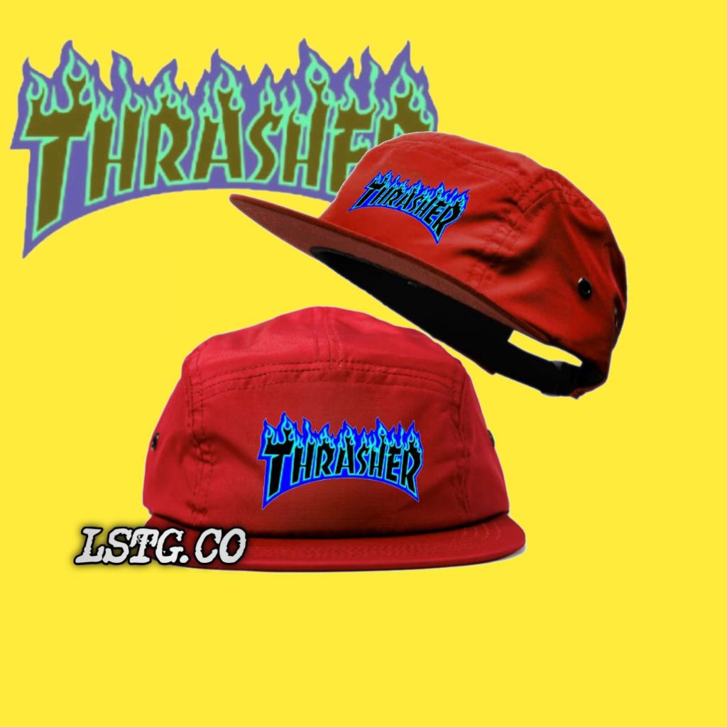 Thrasher Blue 5 Panel Hat - หมวกแก๊ปหมวก Snapback ห้าแผง - หมวกห้าแผงลําลอง