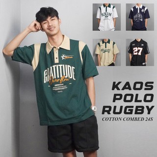 Nxdomain Kaos Oversize Rugby Polo Shirt Black White Distro Cotton 24s Premium
