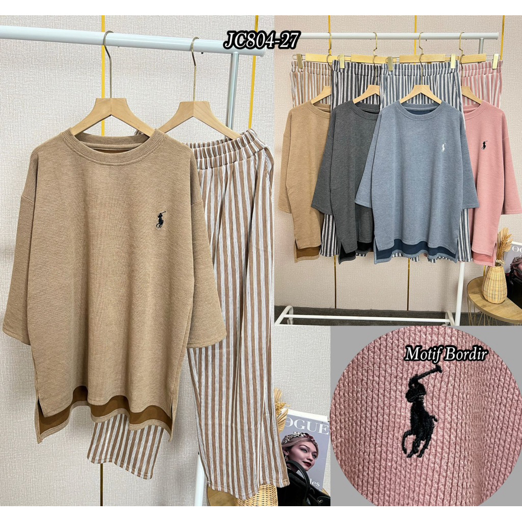 L&B SHOP ชุดสูทปักแขน 7/8 ชุดผ้าถักผู้หญิง