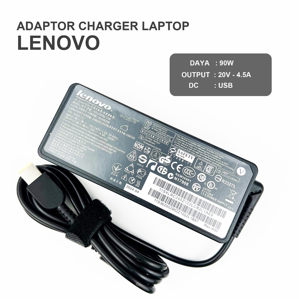 L3n0vo ThinkPd 20V-4.5A 90W เครื่องชาร์จแล็ปท็อป
