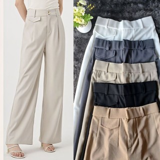 ORO PANTS - THEHIKAM - Celana Kulot Highwaist - Loose Pants Trousers Wanita - Celana Anti Kusut -  Kulot Wanita - Rib Knit Premium - Korean Style