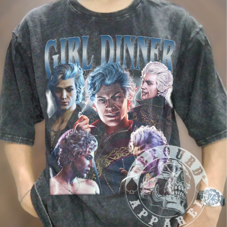 Vintage Astarion Girl Dinner Games เสื้อโอเวอร์ไซส์ Kaos Games Astarion Girl Dinner Oversize Wash sh