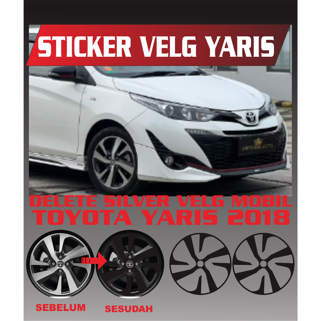 SILVER CAR WHEEL RIM STICKER/ TOYOTA YARIS TRD BATMAN 2018 RIM STICKER