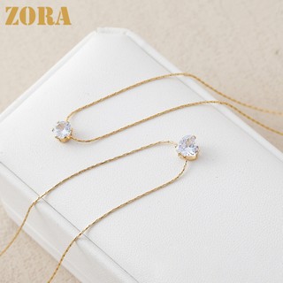 ZORA Aksesoris Fashion Jewelry Kalung Berlian Berlian Imitasi Cinta Rantai O Wanita Bekarat Kalung Titanium Anti Karat Lapis Emas X005-X006