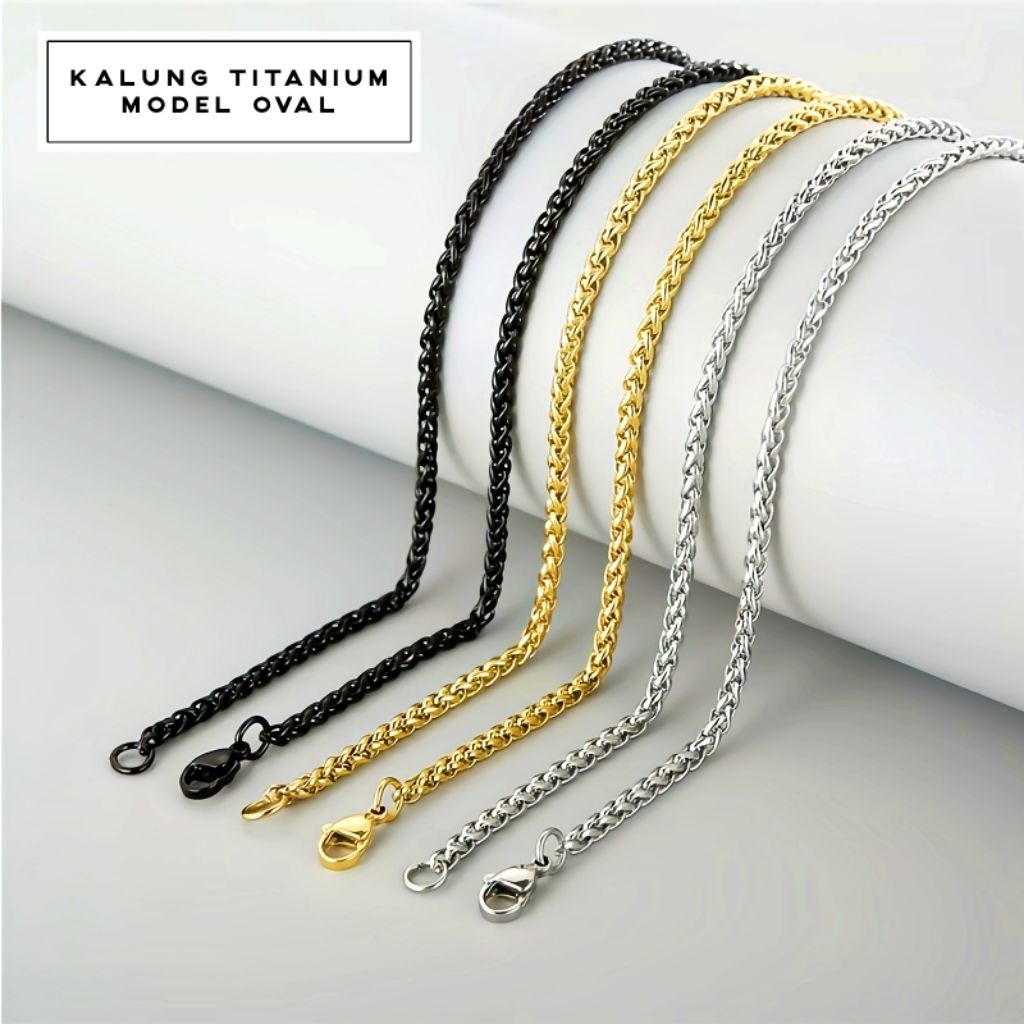 สร้อยคอโชคเกอร์วงรีไทเทเนียมสําหรับผู้ชายและผู้หญิงสแตนเลส 316L