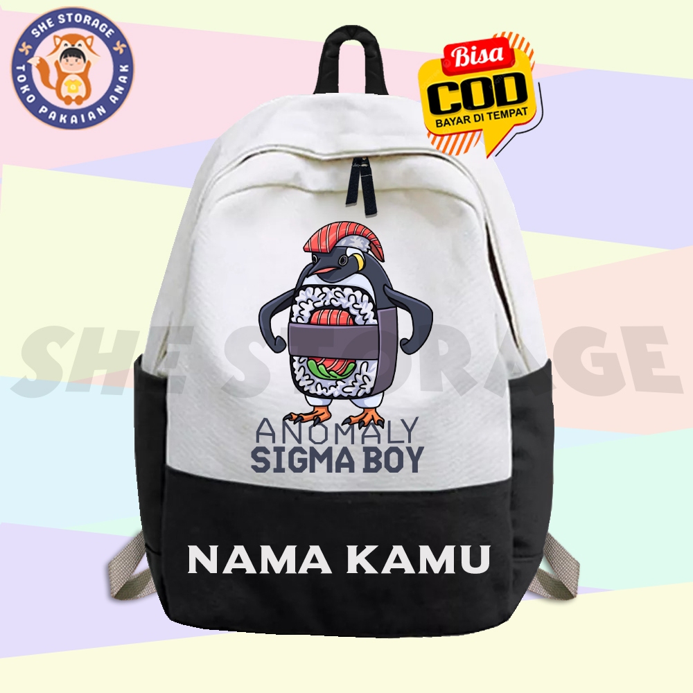 FREE NAME - CHILDRENS BACKPACK BAG ANOMALI SIGMA BOY CHILDRENS SCHOOL BAG / อิตาลี Brainrot Animals