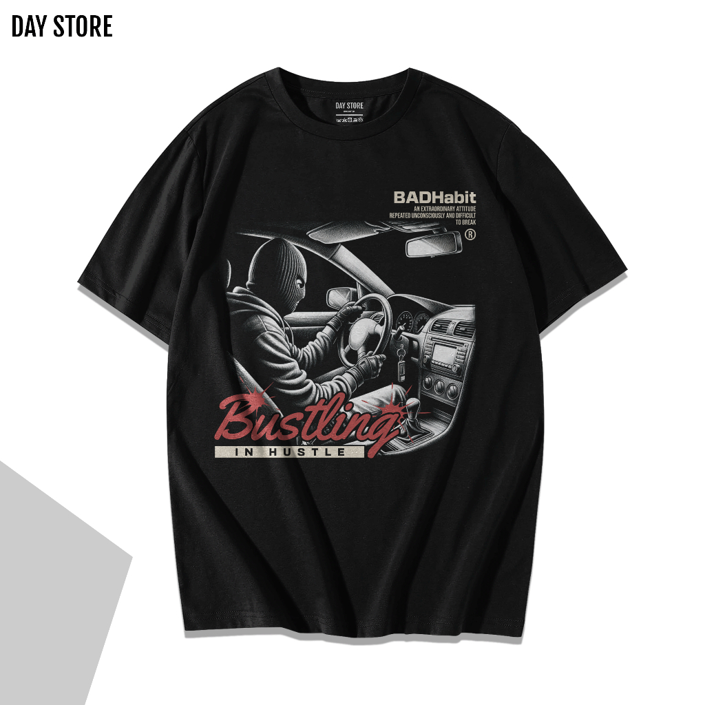 DAY STORE - Streetwear Bustling ในเสื้อยืด Hustle สําหรับผู้ชายและผู้หญิง Distro เสื้อยืด