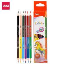 DELI - PENCIL COLORED / DRAWING SUPPLEIES / DUAL COLOR PENCIL EC00500 6=12 สี