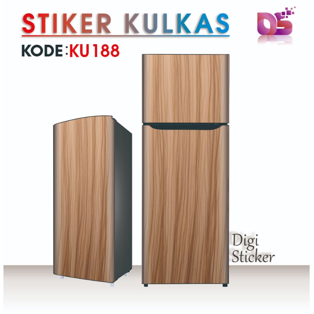 สติ๊กเกอร์พรีเมี่ยมตู้เย็น 1 ประตู 2 ประตู Elegant Wood Grain Motif สติ๊กเกอร์ Digi KU188
