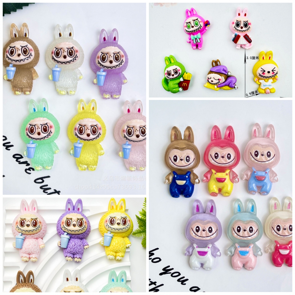 10 ชิ้นเรซิ่น Clay ตัวอักษร Labubu GID Mix Series DIY Craft วัสดุสายโทรศัพท์สร้อยคอและสร้อยข้อมือ